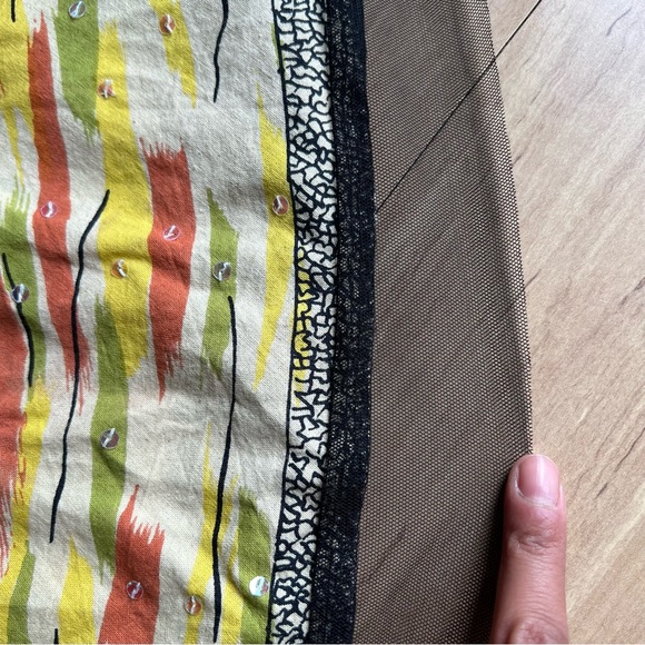 Funky People vintage aztec Mayan ruins volcano Indian graphic flared midi skirt - Picture 11 of 14